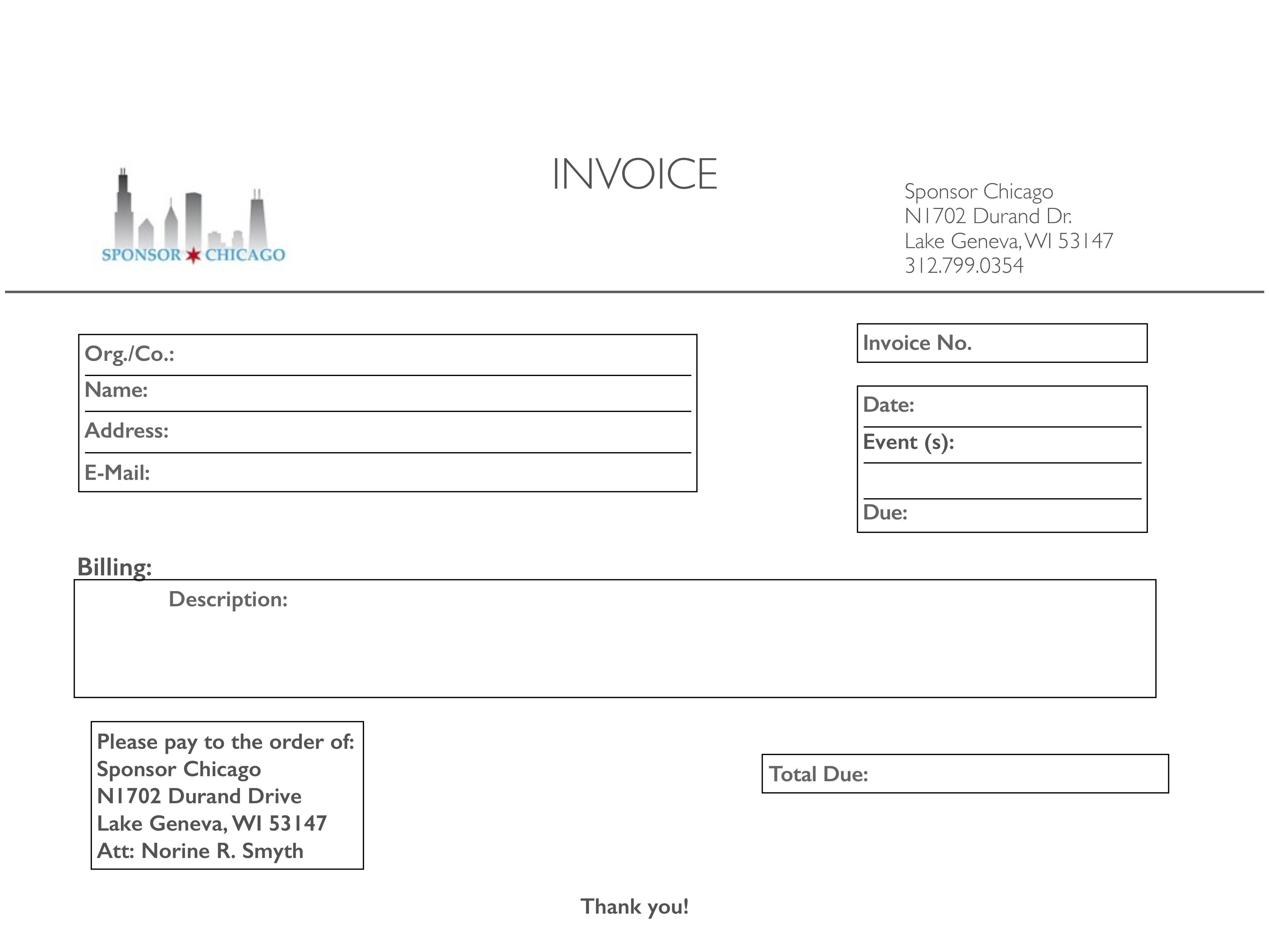 Sponsor Chicago Invoice